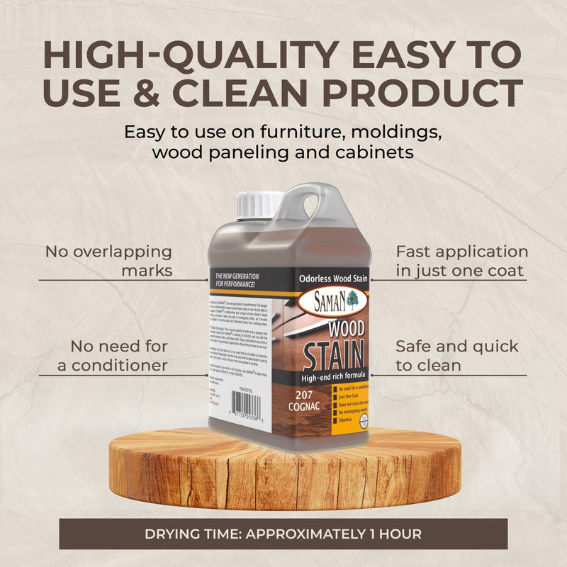 SamaN Interior Water Based Wood Stain - Natural Stain for Furniture, Moldings, Wood Paneling, Cabinets (Cognac TEW-207-32, 32 oz) - Image 5